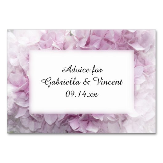 Cartes de conseil Mariage Soft Rose Hydrangea (Devant)