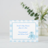 Cartes de conseil pour Baby shower Eléphant Bleu M (Debout devant)