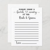 Cartes de conseil pour la mémoire de mariée préfér (Devant / Derrière)