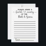 Cartes de conseil pour la mémoire de mariée préfér<br><div class="desc">Partagez la mémoire préférée de la mariée et du marié dans ces cartes de conseils minimalistes.</div>