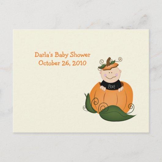Cartes de conseil pour le Baby shower Citrouille d (Devant)