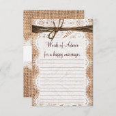 Cartes de conseil pour les nuptiales de Burlap rus (Devant / Derrière)