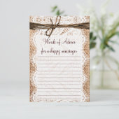 Cartes de conseil pour les nuptiales de Burlap rus (Debout devant)