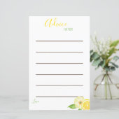 Cartes de conseil pour maman Baby shower citron ja (Debout devant)
