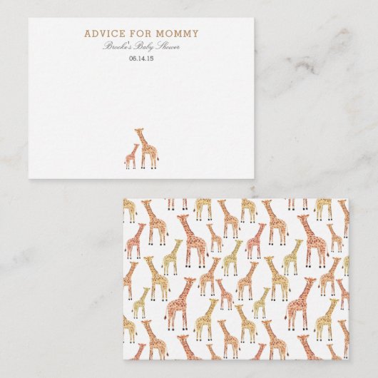 Cartes de conseil pour maman Giraffe (Devant / Derrière)