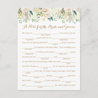 Cartes de conseil pour Mariage or et blanc