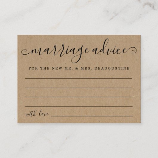 Cartes de conseil sur le mariage personnalisées -  (Devant)