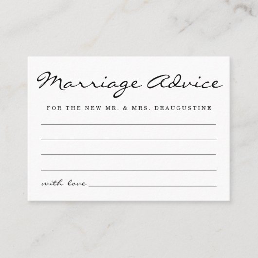 Cartes de conseil sur le mariage personnalisées Si (Devant)