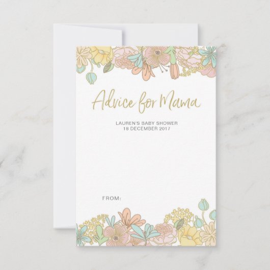 Cartes de conseils baby shower de fleurs de printe (Devant)