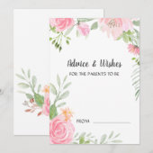 Cartes de conseils de Baby shower de Blancs Peonie (Devant / Derrière)