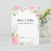 Cartes de conseils de Baby shower de Blancs Peonie (Debout devant)