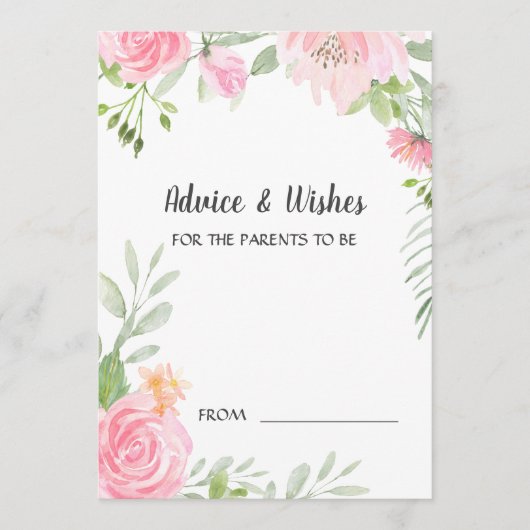 Cartes de conseils de Baby shower de Blancs Peonie (Devant)