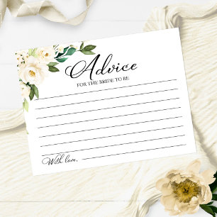 Cartes de conseils de Baby Shower Fleurs Blanches