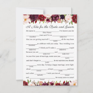 Cartes de conseils de mariage à la florale rose et