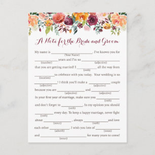 Cartes de conseils de mariage Fleur d'automne, Ora