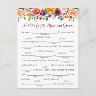 Cartes de conseils de mariage Fleur d'automne, Ora