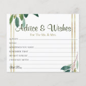 Cartes de conseils de mariage floraux dorés (Devant)