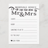 Cartes de conseils de mariage pour table (Devant)