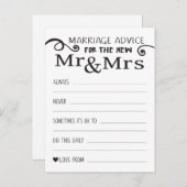 Cartes de conseils de mariage pour table (Devant / Derrière)