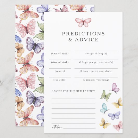 Cartes de conseils Papillon (Devant / Derrière)