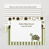 Cartes de conseils pour Baby shower de tortue vert (Devant / Derrière)