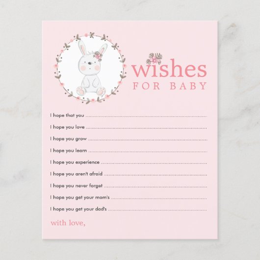 Cartes de conseils pour la Baby Shower de Baby Bun (Devant)