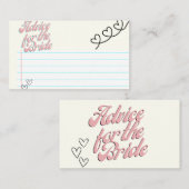 Cartes de conseils pour la mariée (Devant / Derrière)