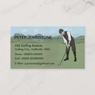 Cartes de contact du joueur de golf vintage