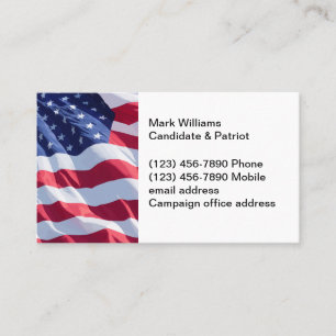 Cartes de contact électorales avec drapeau américa