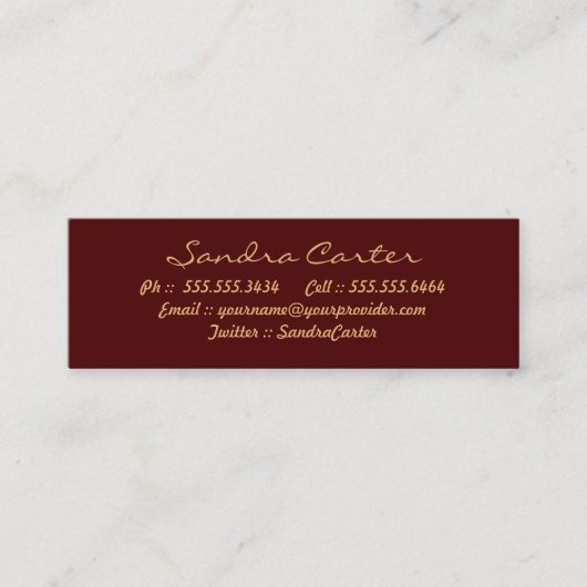 Cartes de contact Elegant Maroon & Gold Flouring (Devant)