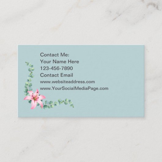 Cartes de contact Eucalyptus Thème Floral (Devant)