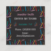 Cartes de contact noir de l'enseignant d'art (Dos)