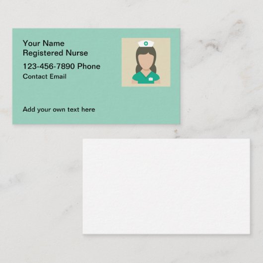 Cartes de contact simple pour les infirmières et i (Devant / Derrière)