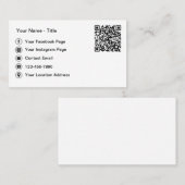 Cartes de contact simples avec QR code et réseaux (Devant / Derrière)