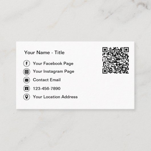 Cartes de contact simples avec QR code et réseaux (Devant)