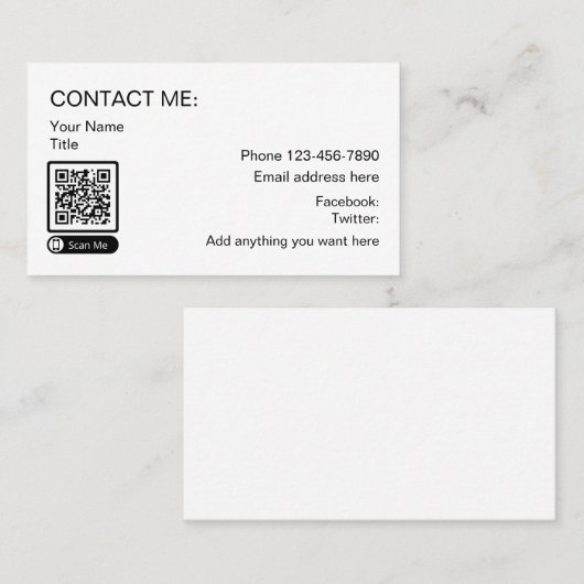 Cartes de contacts professionnelles de code QR num (Devant / Derrière)