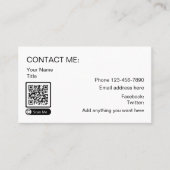 Cartes de contacts professionnelles de code QR num (Devant)