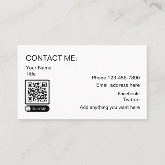 Cartes de contacts professionnelles de code QR num (Devant)