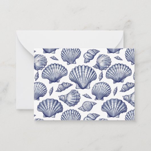 Cartes de coquillages bleues et blanches (Devant)