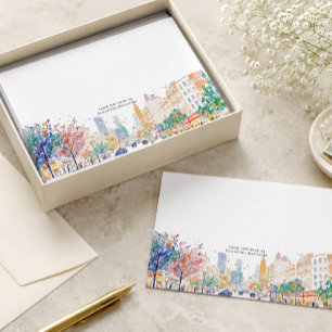 Cartes de correspondance de la ville à l'aquarelle