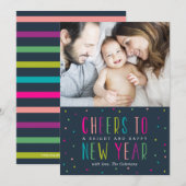 Cartes de couleurs vives et joyeuses pour le Nouve (Devant / Derrière)