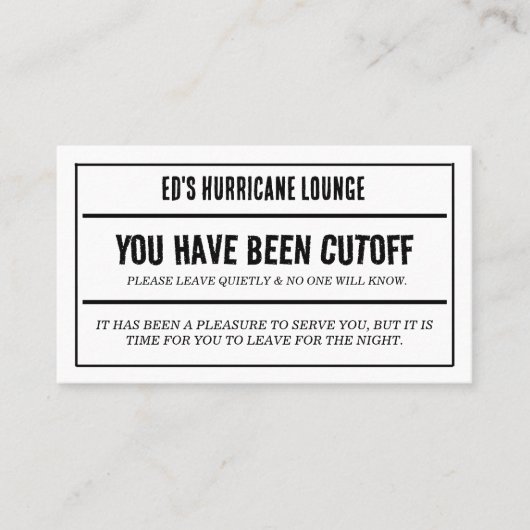 Cartes de coupure de bar pub (Devant)