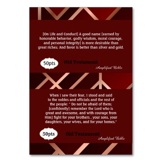 Cartes de Courage Rouge/Or (Dos)
