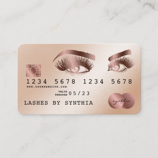 Cartes de crédit Rose stylisé Gold Lashes (Devant)