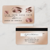 Cartes de crédit Rose stylisé Gold Lashes (Devant / Derrière)