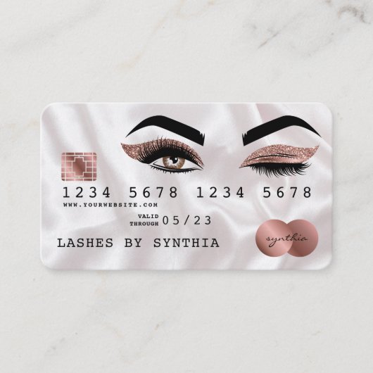 Cartes de crédit Rose stylisé Gold Lashes (Devant)