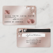 Cartes de crédit Rose stylisé Gold Parties scintil (Devant / Derrière)
