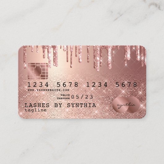 Cartes de crédit Rose stylisé Gold Parties scintil (Devant)