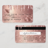 Cartes de crédit Rose stylisé Gold Parties scintil (Devant / Derrière)