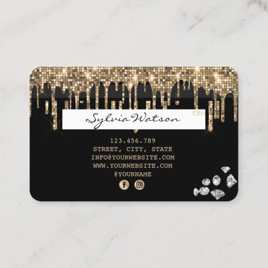 Cartes de crédit Styled Driving Gold diamants (Dos)